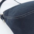 FENDI Mamma Baguette Shoulder Bag Canvas Navy Silver Auth 187955V-16