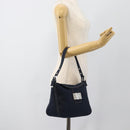 FENDI Mamma Baguette Shoulder Bag Canvas Navy Silver Auth 187955V-22