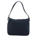 FENDI Mamma Baguette Shoulder Bag Canvas Navy Silver Auth 187955V-2