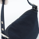 FENDI Mamma Baguette Shoulder Bag Canvas Navy Silver Auth 187955V-6