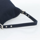 FENDI Mamma Baguette Shoulder Bag Canvas Navy Silver Auth 187955V-7