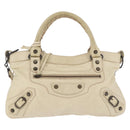 BALENCIAGA The First Hand Bag Leather 2way Ivory 103208 Auth 187956V-13
