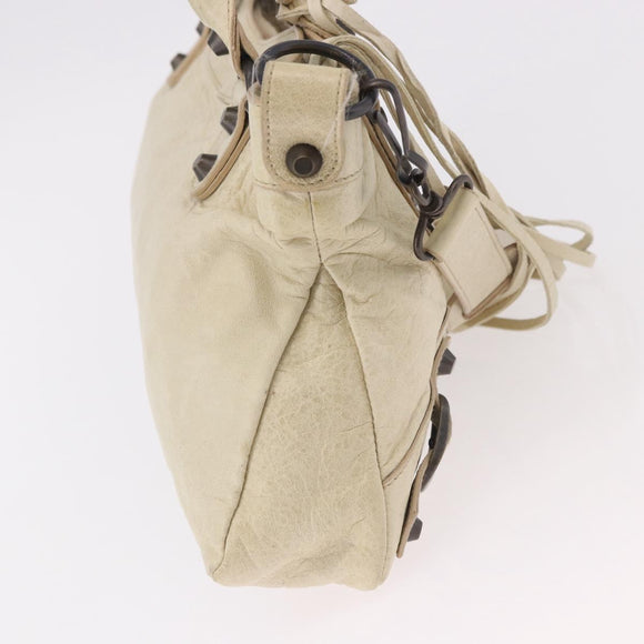 BALENCIAGA The First Hand Bag Leather 2way Ivory 103208 Auth 187956V