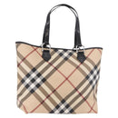 BURBERRY Nova Check Tote Bag PVC Beige Silver Auth 187957-1