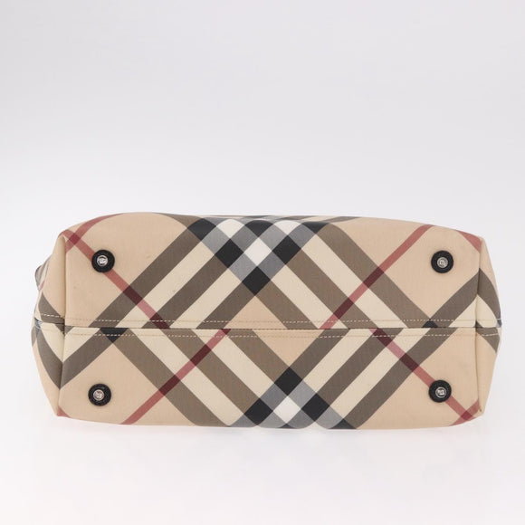 BURBERRY Nova Check Tote Bag PVC Beige Silver Auth 187957