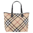 BURBERRY Nova Check Tote Bag PVC Beige Silver Auth 187957-13