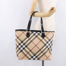 BURBERRY Nova Check Tote Bag PVC Beige Silver Auth 187957-23