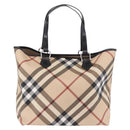BURBERRY Nova Check Tote Bag PVC Beige Silver Auth 187957-2