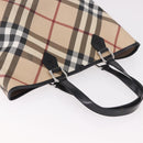 BURBERRY Nova Check Tote Bag PVC Beige Silver Auth 187957-7