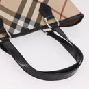 BURBERRY Nova Check Tote Bag PVC Beige Silver Auth 187957-8