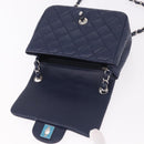 CHANEL Mini Matelasse 17 Chain Bag Lamb Skin Navy Silver CC Auth 187962SAM-8