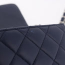 CHANEL Mini Matelasse 17 Chain Bag Lamb Skin Navy Silver CC Auth 187962SAM-9