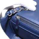 CHANEL Mini Matelasse 17 Chain Bag Lamb Skin Navy Silver CC Auth 187962SAM-26