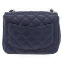 CHANEL Mini Matelasse 17 Chain Bag Lamb Skin Navy Silver CC Auth 187962SAM-2