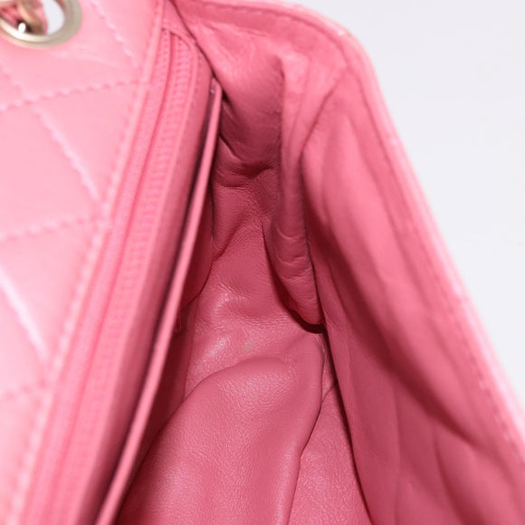 CHANEL Matelasse 30 Chain Shoulder Bag Lamb Skin Pink Gold CC Auth 187963SM
