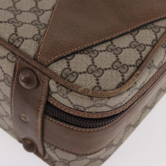 GUCCI GG Supreme Trunk PVC Beige Gold Auth 187964