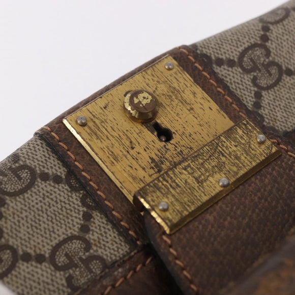 GUCCI GG Supreme Trunk PVC Beige Gold Auth 187964