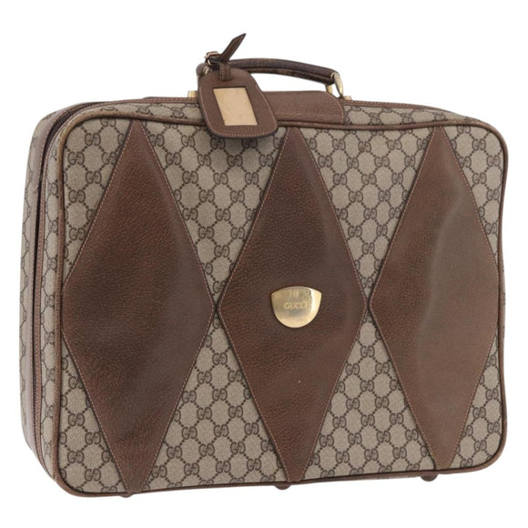 GUCCI GG Supreme Trunk PVC Beige Gold Auth 187964