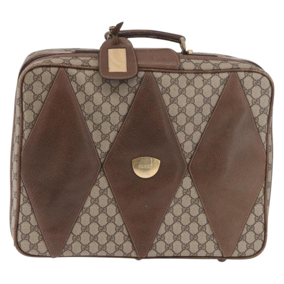 GUCCI GG Supreme Trunk PVC Beige Gold Auth 187964