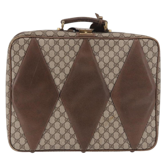 GUCCI GG Supreme Trunk PVC Beige Gold Auth 187964