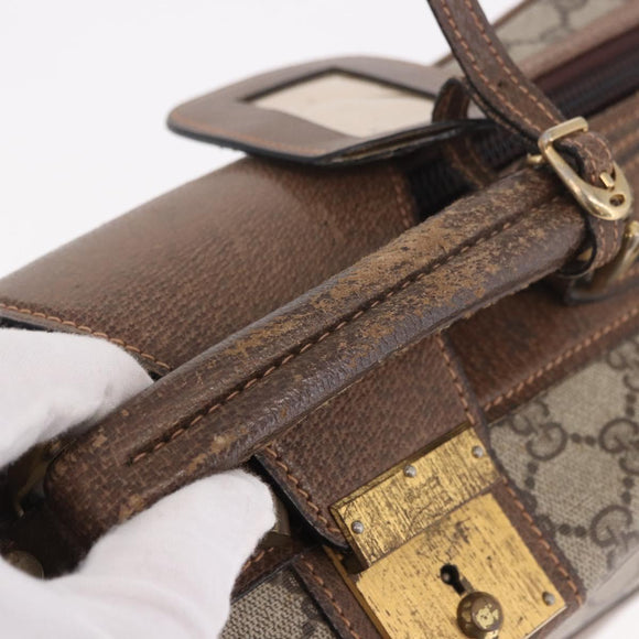GUCCI GG Supreme Trunk PVC Beige Gold Auth 187964