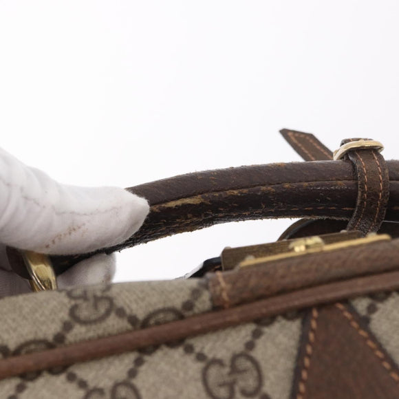 GUCCI GG Supreme Trunk PVC Beige Gold Auth 187964