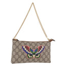 GUCCI GG Supreme Chain Accessory Pouch PVC Beige Gold 456866 Auth 187966V-1