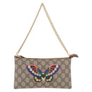 GUCCI GG Supreme Chain Accessory Pouch PVC Beige Gold 456866 Auth 187966V-2