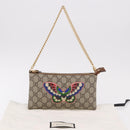 GUCCI GG Supreme Chain Accessory Pouch PVC Beige Gold 456866 Auth 187966V-24