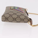 GUCCI GG Supreme Chain Accessory Pouch PVC Beige Gold 456866 Auth 187966V-4