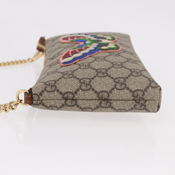 GUCCI GG Supreme Chain Accessory Pouch PVC Beige Gold 456866 Auth 187966V