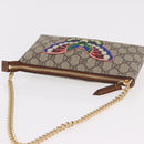 GUCCI GG Supreme Chain Accessory Pouch PVC Beige Gold 456866 Auth 187966V-6