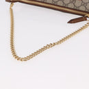 GUCCI GG Supreme Chain Accessory Pouch PVC Beige Gold 456866 Auth 187966V-7