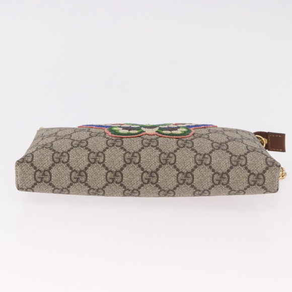 GUCCI GG Supreme Chain Accessory Pouch PVC Beige Gold 456866 Auth 187966V
