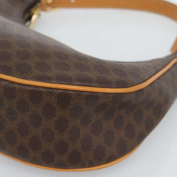 CELINE Macadam Canvas Hand Bag PVC Leather Brown Gold Auth 187973V