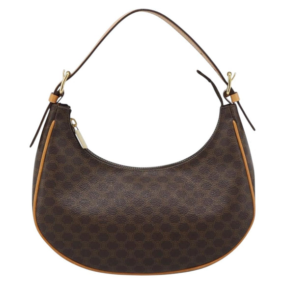 CELINE Macadam Canvas Hand Bag PVC Leather Brown Gold Auth 187973V