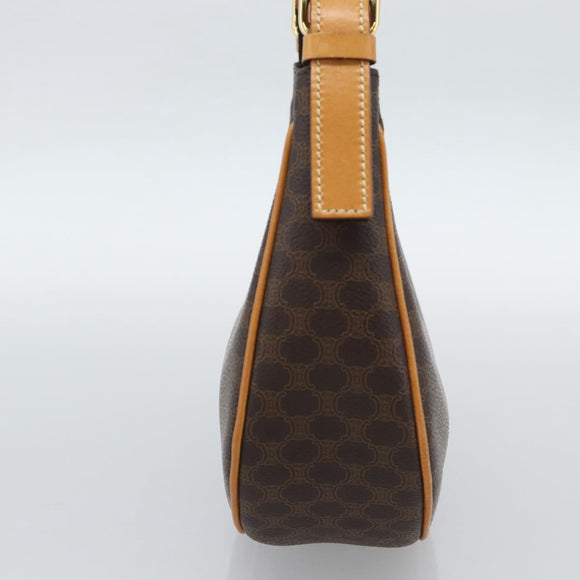 CELINE Macadam Canvas Hand Bag PVC Leather Brown Gold Auth 187973V