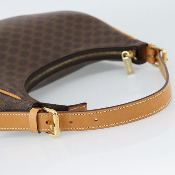 CELINE Macadam Canvas Hand Bag PVC Leather Brown Gold Auth 187973V