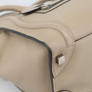 CELINE Luggage Micro Shopper Hand Bag Leather Beige Auth 187981V-11