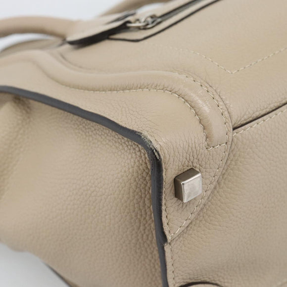 CELINE Luggage Micro Shopper Handtas Leer Beige Auth 187981V