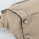 CELINE Luggage Micro Shopper Hand Bag Leather Beige Auth 187981V-13