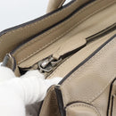 CELINE Luggage Micro Shopper Hand Bag Leather Beige Auth 187981V-14