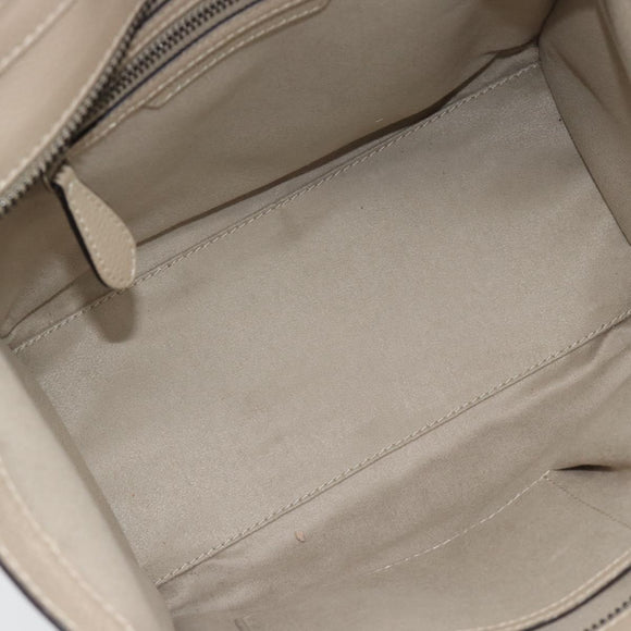 CELINE Luggage Micro Shopper Hand Bag Leather Beige Auth 187981V
