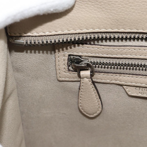 CELINE Luggage Micro Shopper Handtas Leer Beige Auth 187981V