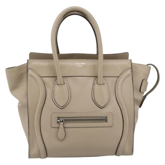 CELINE Luggage Micro Shopper Handtas Leer Beige Auth 187981V