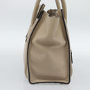 CELINE Luggage Micro Shopper Hand Bag Leather Beige Auth 187981V-4