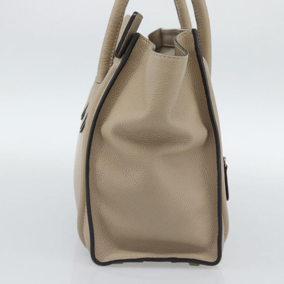 CELINE Luggage Micro Shopper Hand Bag Leather Beige Auth 187981V