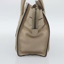 CELINE Luggage Micro Shopper Hand Bag Leather Beige Auth 187981V-5