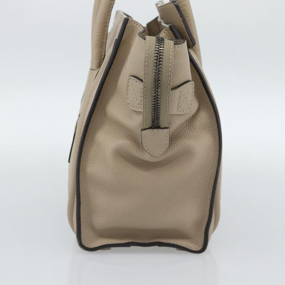 CELINE Luggage Micro Shopper Hand Bag Leather Beige Auth 187981V