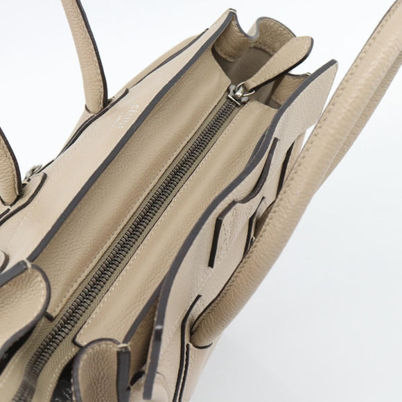 CELINE Luggage Micro Shopper Handtas Leer Beige Auth 187981V